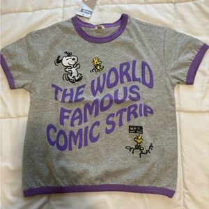 Snoopy Gray and Purple Comic Strip Kids T-Shirt